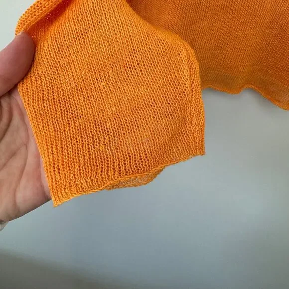 Eileen Fisher Women's 100% Linen Orange Long Sleeve Sweater Medium - Picture 6 of 6